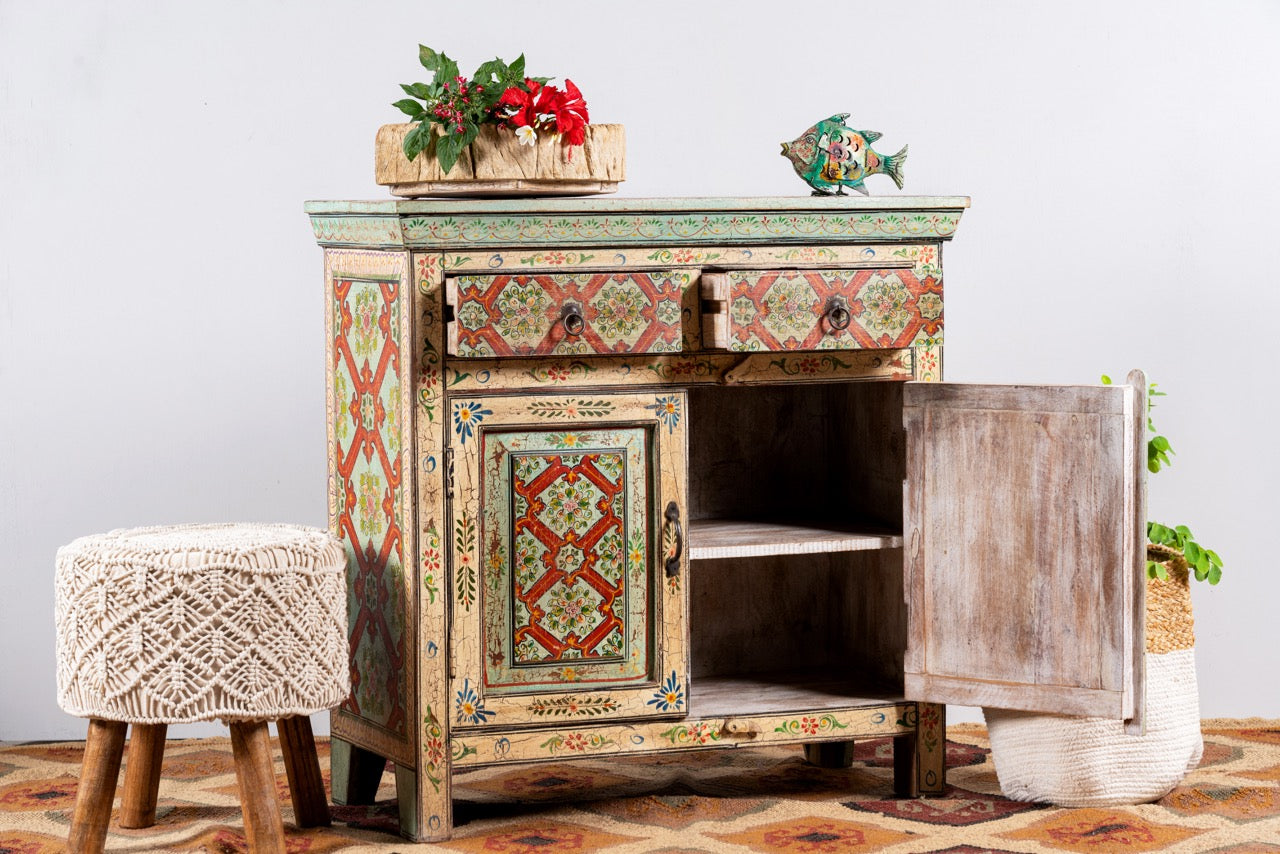 Ghaas, hand-painted antique cabinet