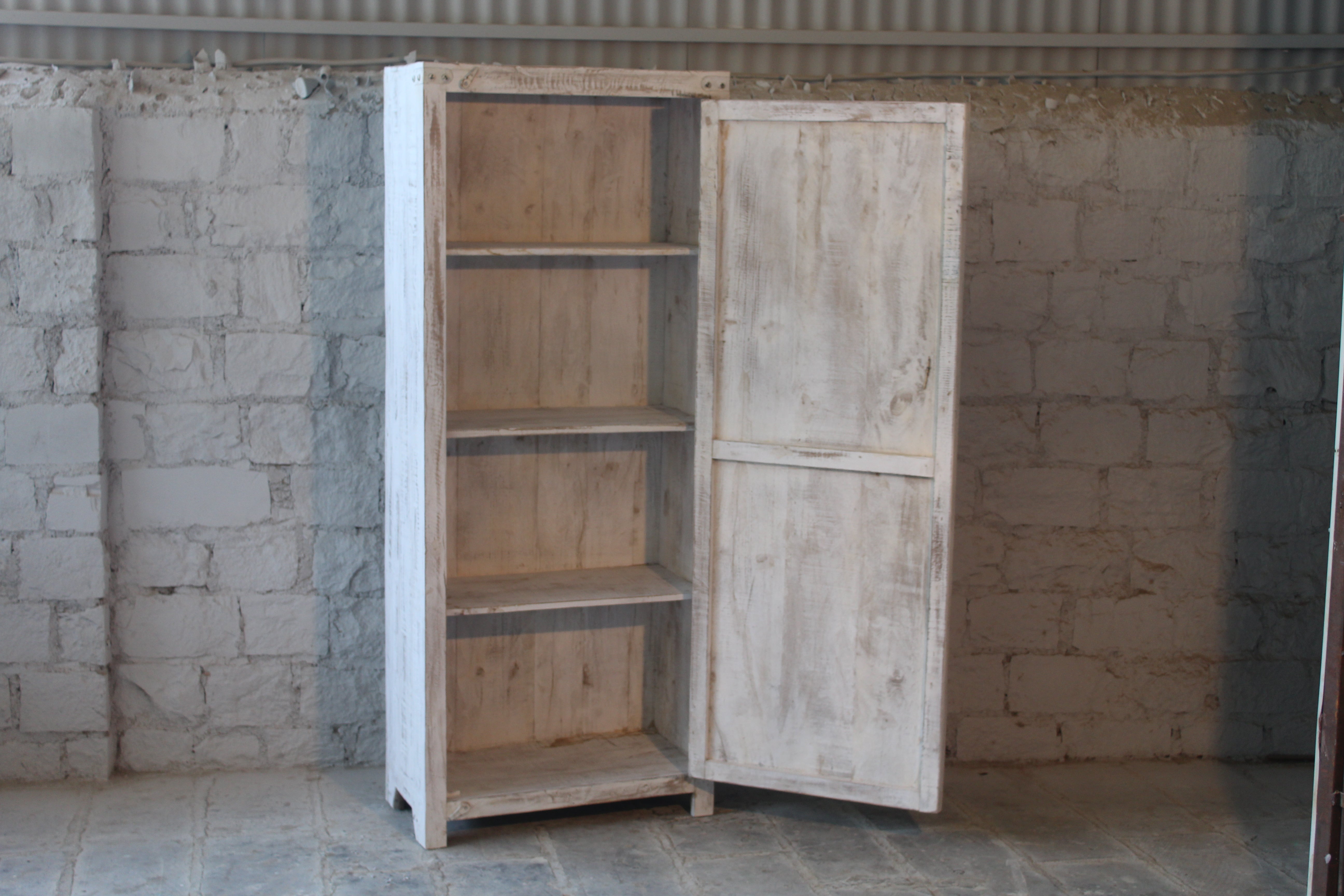 Devadoot solid mango wood wardrobe with hand painted angel door 185cm