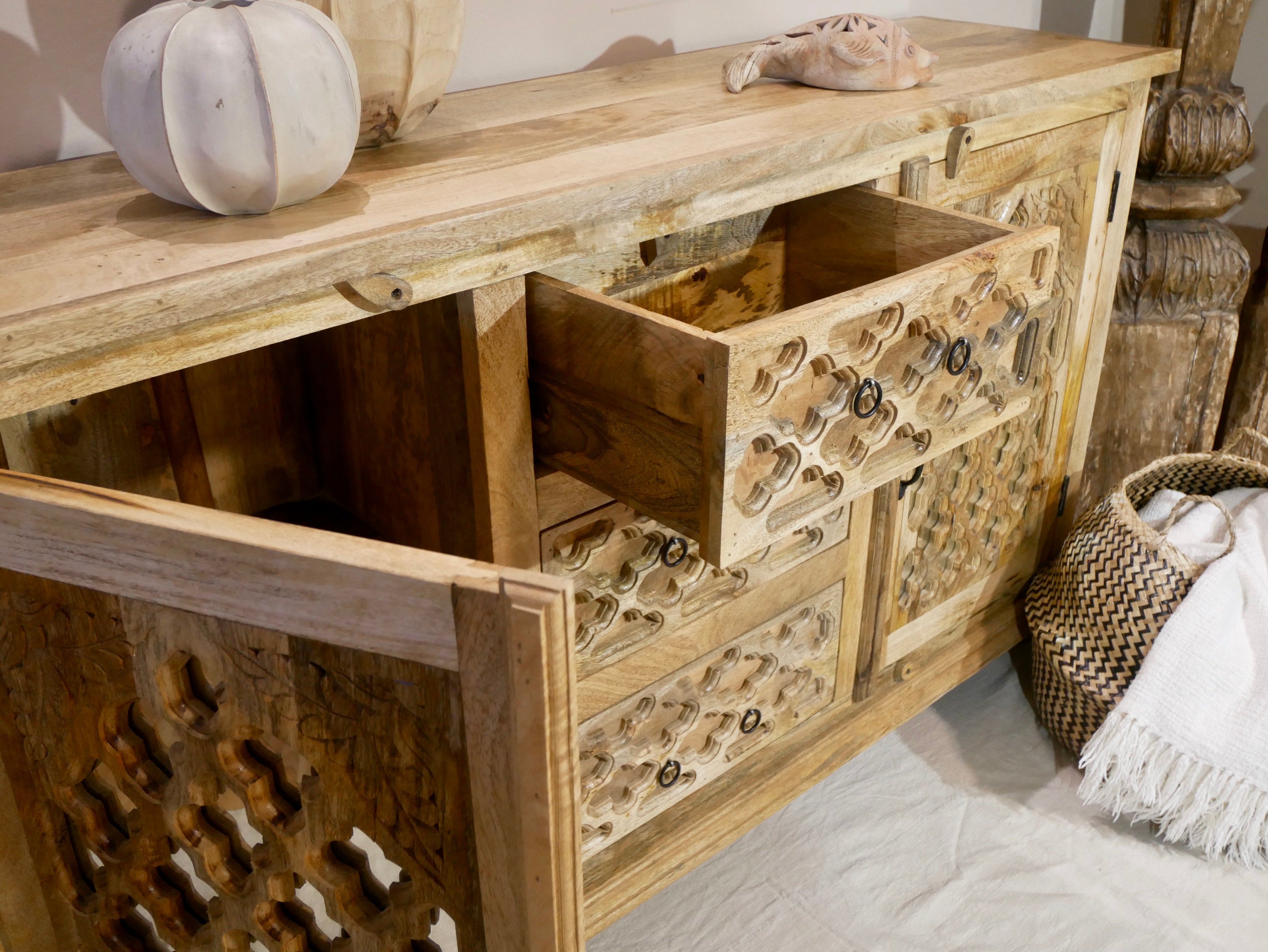 Morocco, vintage sideboard with glass doors