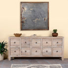 Sandblasted reclaimed mango wood chest of drawers with ten drawers, perfect as bedroom furniture or part of a relaxed Ibiza-style interior.