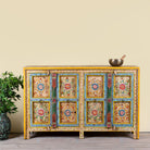 Aashish-hand-painted-sideboard-reclaimed-wood-150cm with floral design.