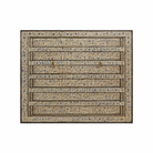 White background image with a Akshi hand painted head board made from an antique Indian teak door, featuring traditional floral motifs in blue and cream and original iron hardware—an elegant example of hand painted head boards and authentic Indian headboards.