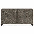 White background image of a Ananya hand carved mango wood sideboard with Indian carved doors 170cm