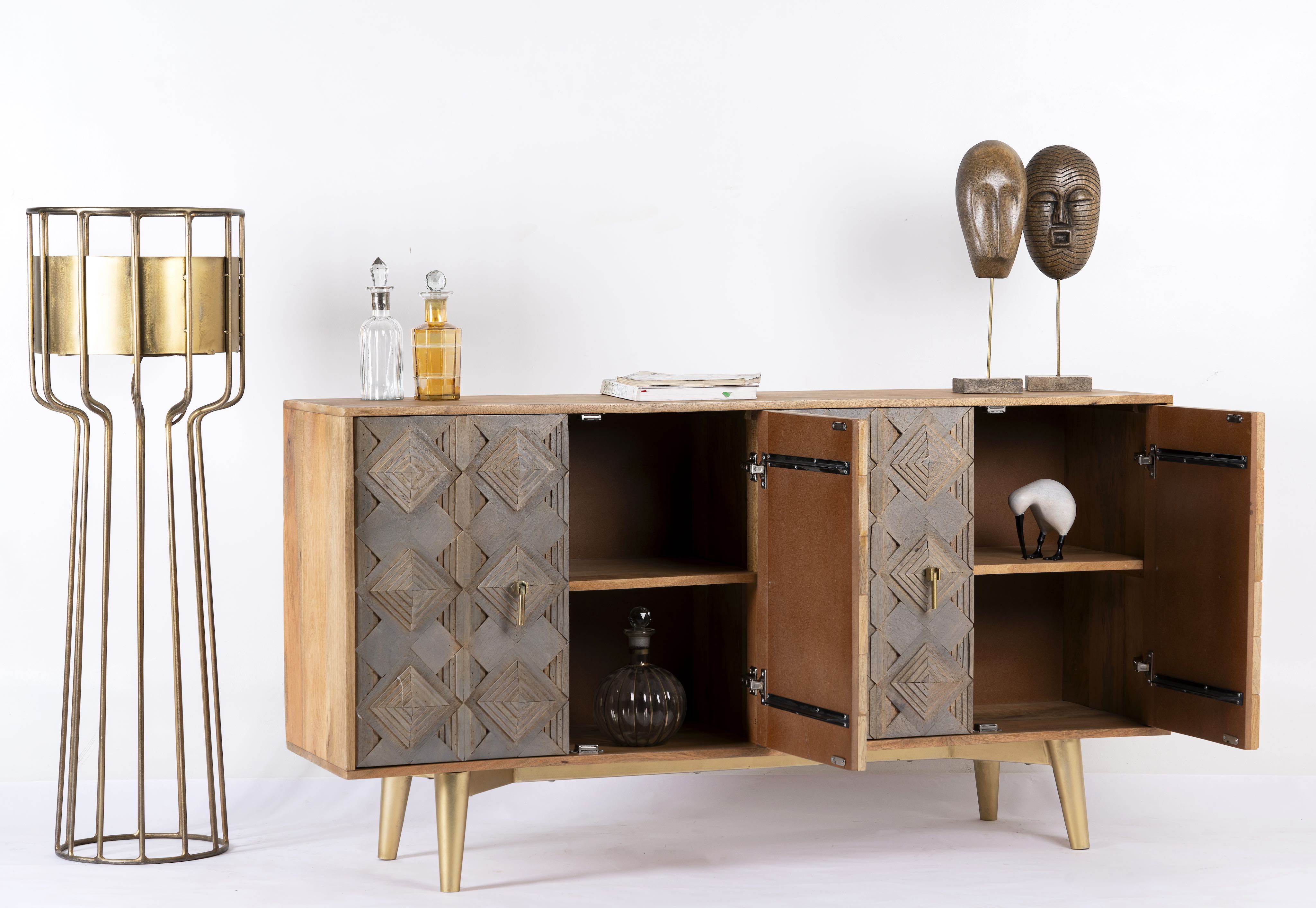 Spacious interior of Avighna sideboard combining elegant design and practical storage