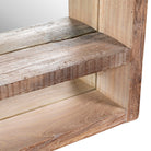 Barkha reclaimed wood mirror with integrated shelf and sandblasted wooden frame, 90x60cm