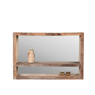 White background image of a Barkha reclaimed wood mirror with integrated shelf and sandblasted wooden frame, 90x60cm