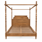 Image of a handcrafted canopy  boho bed Bistar in solid mango wood, Mediterranean-inspired artisanal bedroom furniture, 190 × 200 cm.