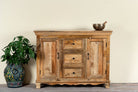 Image of a sideboard made of natural mango wood with 2 doors, 4 compartments and 2 drawers. 