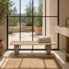 Dhordo reclaimed antique teak wood bench in rustic Ibiza style, 160cm