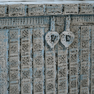 Close up image of a antique Indian chest in blue with brass fittings – solid teak iron fitted wooden chest ideal for storing blankets, pillows, or decorative use.
