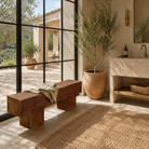 Gargi reclaimed wooden bench in rustic style with solid aged timber construction, 120cm
