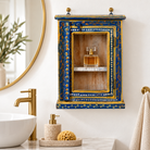 Lifestyle image of a Gauransh hand painted reclaimed wood wall shelf with rustic decorative character 40cm