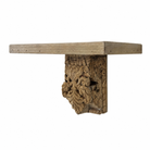 Ujwala reclaimed teak wood wall shelf with hand carved antique Indian bracket 40cm