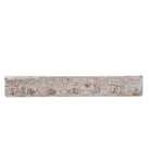 White background image of a Heritage Hook Rack handcrafted from an antique Indian reclaimed wood architectural element with hand-carved floral details, bleached finish and seven iron hooks, 155x10x5cm.
