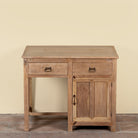 Jisha reclaimed teak wood desk with two drawers, cabinet and metal fittings, unique antique piece, 95x60x78cm