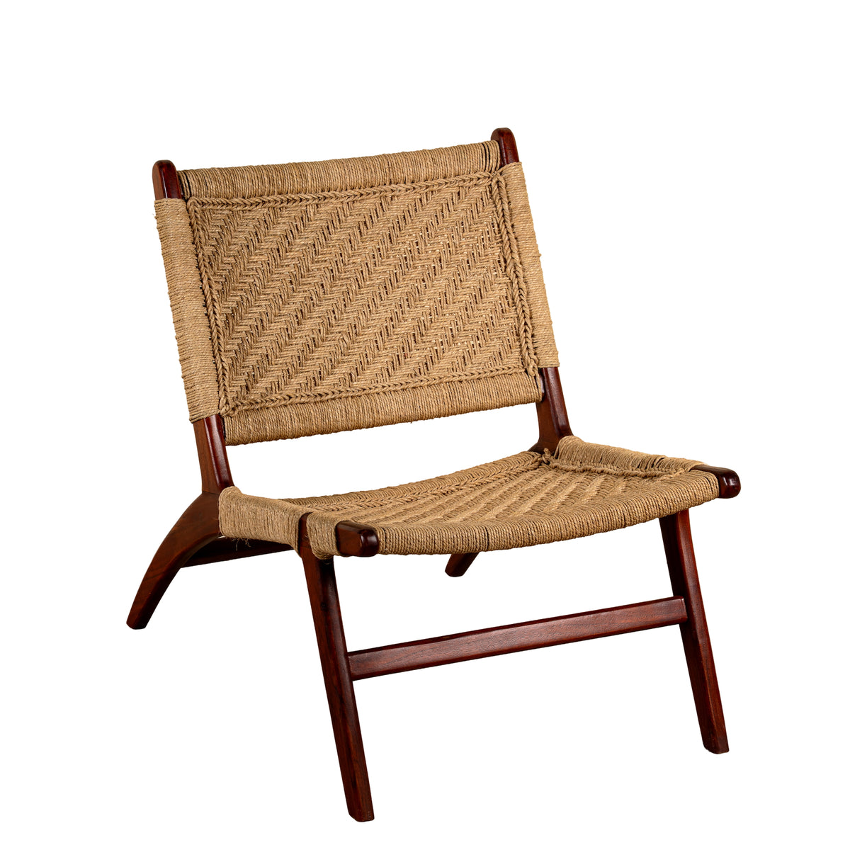 White background image of a Keya solid acacia wood chair with handwoven natural seagrass seat and backrest 95cm