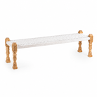 White background image of a Kolasib wooden bench with handwoven cotton seating and recycled wood frame, 180cm