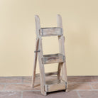Liam reclaimed wood ladder shelf crafted from original Indian brick moulds with three storage compartments, 97cm