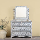Hand-painted dressing table with mirror made of reclaimed wood – Meira model by Om Home & Garden