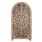 White background image of a hand-carved mango wood wardrobe, a statement piece of bedroom furniture ideal for a bohemian interior.