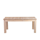 White background image of a Parthiv bleached reclaimed wood dining table with rectangular top and straight wooden legs, 180x90x76cm