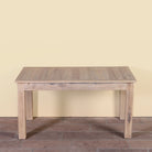Ravi bleached reclaimed wood dining table with rectangular top and straight wooden legs, 150x90x76cm