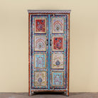 Saya hand painted reclaimed wood cabinet with colourful Indian artwork 180cm