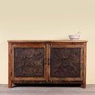 Sitara reclaimed wood sideboard with antique Indian iron ceiling panel doors 155cm