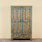 Siyan hand painted reclaimed wood Boho cabinet with floral motifs 152cm