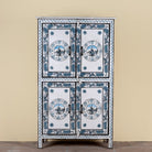 Srika limited edition hand painted reclaimed wood cabinet inspired by Delft porcelain 150cm