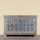 Sur limited edition reclaimed wood storage chest with Delft inspired hand painted motifs