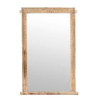 White background image of a Vadish antique Indian teak wood window mirror with bleached Ibiza-style finish, 156cm
