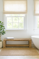 Lifestyle imagination of a reclaimed teak wood bench with rustic finish and minimalist frame; sustainable furniture, 160 × 30 × 50 cm.