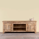 Zarina hand carved mango wood TV unit with floral carved doors 180cm