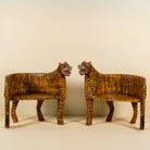 Front view of a hand painted tiger chair made of reclaimed wood, a unique decorative furniture not only for a children room. The head of the chair can be purchased in right or left direction.