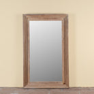 Zunaira reclaimed wood wall mirror with wide natural wooden frame in Ibiza style 140cm