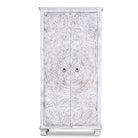 Handgeschnitzer, 2 türiger Schrank aus Mangoholz, gefertigt in Indien in mediterranem vintage Stil.