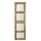White background image of a Lalpur hand painted mirror made from a recycled teak wood furniture door, 180x53cm