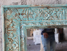 Subha hand carved mango wood wall mirror with decorative carved wooden frame 90x124cm