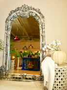 AMOLI, indian antique hand-carved mirror